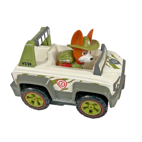 Paw Patrol Jungle Rescue Pup - Tracker Figure W/ Camouflage Cruiser Vehicle Jeep - Picture 3 of 4